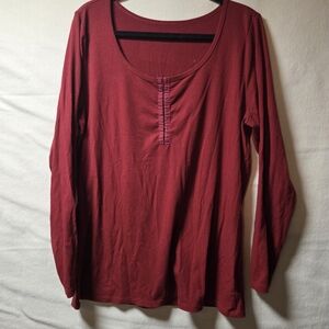 Women's Red Long Sleeve Top